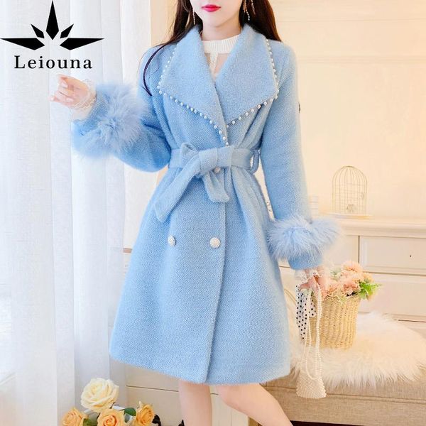 women's wool & blends leiouna office lady slim solid 2021 fashion lapel waist thin thickened mink cashmere warm with cotton winter coat, Black
women's wool & blends leiouna office lady slim solid 2021 fashion lapel waist thin thickened mink cashmere warm with cotton winter coat, Black