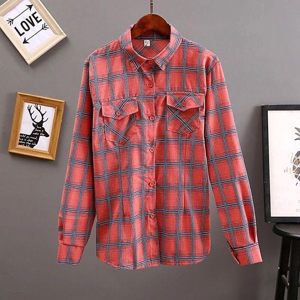 women's blouses & shirts spring thin plaid slim casual shirt long sleeve students blouse blusa cardigan, White
women's blouses & shirts spring thin plaid slim casual shirt long sleeve students blouse blusa cardigan, White