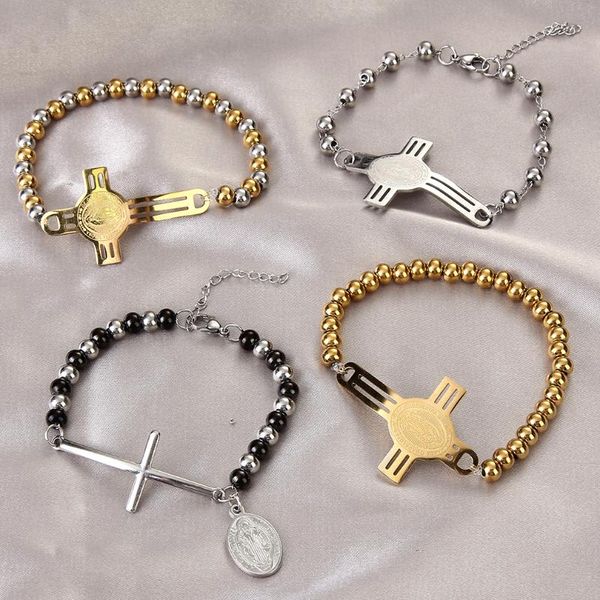 link, chain fashion cross jesus pendant bracelet stainless steel beads adjustable prayer blessing jewelry for women men, Black
link, chain fashion cross jesus pendant bracelet stainless steel beads adjustable prayer blessing jewelry for women men, Black