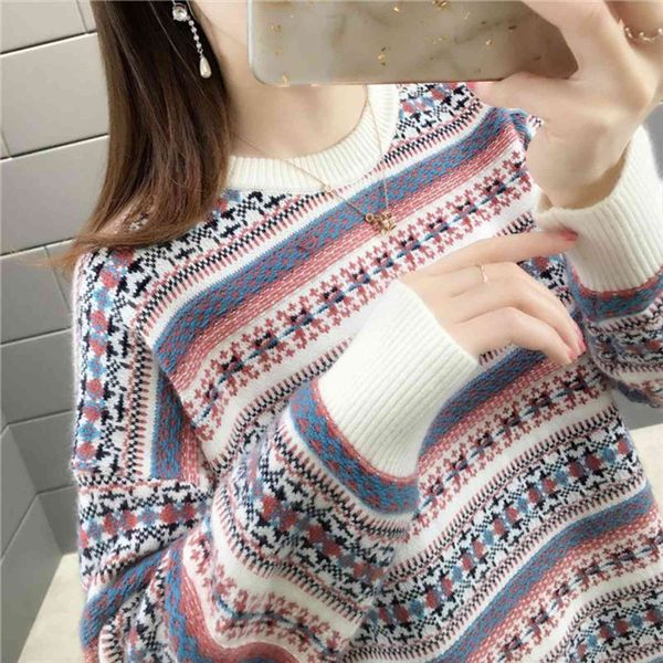 vintage argyle pullovers women sweater fall soft cotton loose knitted tide o neck thick winter korean casual simple chic top, White;black
vintage argyle pullovers women sweater fall soft cotton loose knitted tide o neck thick winter korean casual simple chic top, White;black