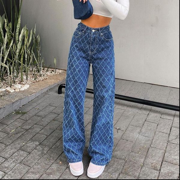 fashion long denim trousers 90s women jeans vintage argyle high waist straight pants capris froll plaid y2k streetwear clothes, Blue
fashion long denim trousers 90s women jeans vintage argyle high waist straight pants capris froll plaid y2k streetwear clothes, Blue