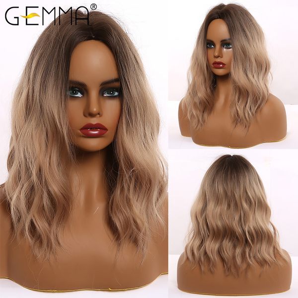 medium wavy omber brown blonde wigs for women bob synthetic shoulder length middle part wig natural daily party wigs, Black
medium wavy omber brown blonde wigs for women bob synthetic shoulder length middle part wig natural daily party wigs, Black