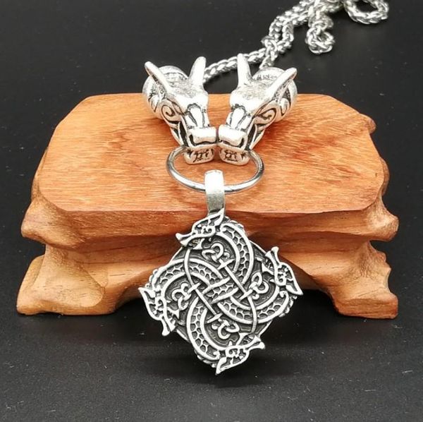 pendant necklaces vintage wolf head with cross dragon nordic viking knot rune wicca talisman men's necklace, Silver
pendant necklaces vintage wolf head with cross dragon nordic viking knot rune wicca talisman men's necklace, Silver
