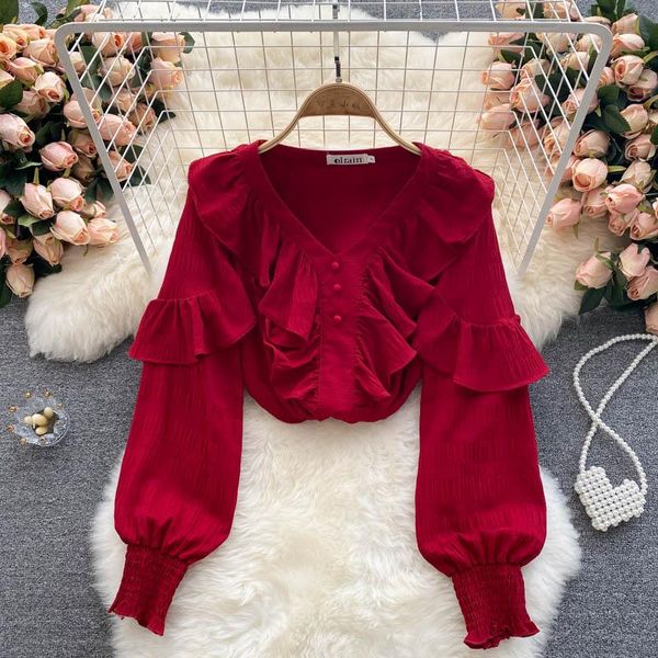women's blouses & shirts woman chiffon 2021 v-neck button lantern long sleeve loose fashion autumn elegant lady ruffle shirt, White
women's blouses & shirts woman chiffon 2021 v-neck button lantern long sleeve loose fashion autumn elegant lady ruffle shirt, White