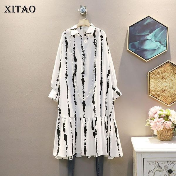 casual dresses xitao print striped dress women tide fashion korean style turn down collar long sleeve pullover elegant loose zy3675, Black;gray
casual dresses xitao print striped dress women tide fashion korean style turn down collar long sleeve pullover elegant loose zy3675, Black;gray