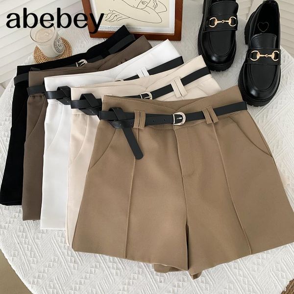 women's shorts 2021 summer fashionable versatile solid high waist casual a-line wide leg suit with belt, White;black
women's shorts 2021 summer fashionable versatile solid high waist casual a-line wide leg suit with belt, White;black