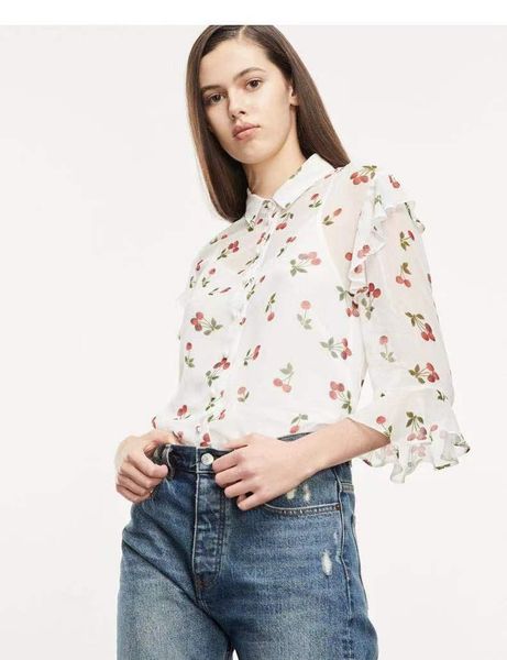 women's blouses & shirts maisie women blouse spring summer autumn turndown collar three quarter sleeve cherry print ruffle stunning hig, White
women's blouses & shirts maisie women blouse spring summer autumn turndown collar three quarter sleeve cherry print ruffle stunning hig, White