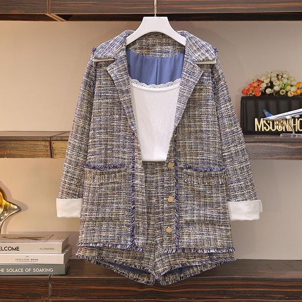 women's tracksuits plus size office ladies tweed two piece set korean casual long sleeve autumn winter notched single breasted coat+sho, Gray
women's tracksuits plus size office ladies tweed two piece set korean casual long sleeve autumn winter notched single breasted coat+sho, Gray