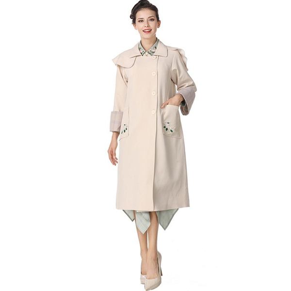 women's trench coats 2021 direct selling full casual single breasted button embroidery pockets woven coat burderry women long, Tan;black
women's trench coats 2021 direct selling full casual single breasted button embroidery pockets woven coat burderry women long, Tan;black