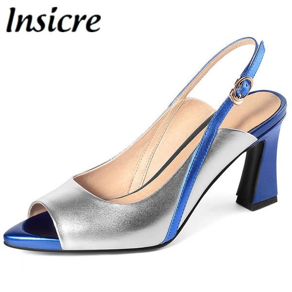 dress shoes insicre mixed color cow genuine leather slingback sandals women fish mouth buckle strap square high heels, Black
dress shoes insicre mixed color cow genuine leather slingback sandals women fish mouth buckle strap square high heels, Black