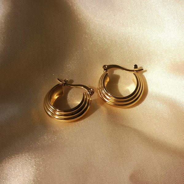 hoop & huggie mini ridge gold earrings 18k plated 316l stainless steel for women, Golden;silver
hoop & huggie mini ridge gold earrings 18k plated 316l stainless steel for women, Golden;silver
