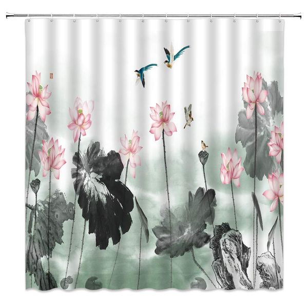 sztnsm asian shower curtain ink landscape painting pink lotus leaf lotus pond flying bird, 70x70 inch polyester fabric bathroom
sztnsm asian shower curtain ink landscape painting pink lotus leaf lotus pond flying bird, 70x70 inch polyester fabric bathroom