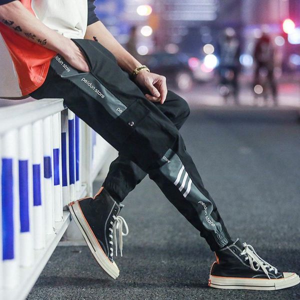 cargo pants men loose sweatpants korean casual pocket stitching elastic waist ankle length hip hop trousers summer men's, Black
cargo pants men loose sweatpants korean casual pocket stitching elastic waist ankle length hip hop trousers summer men's, Black