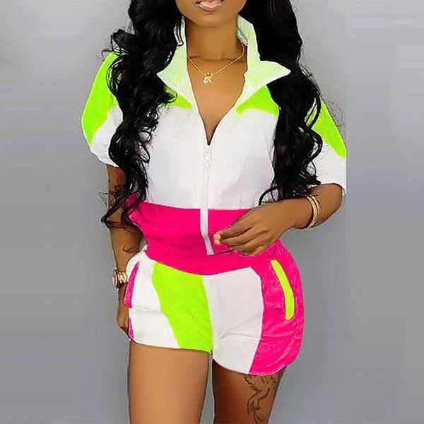 women's tracksuits sport wear 2021 summer women two piece suit sets oversize short sleeve colorblock zipper design & pocket shorts set, Gray
women's tracksuits sport wear 2021 summer women two piece suit sets oversize short sleeve colorblock zipper design & pocket shorts set, Gray
