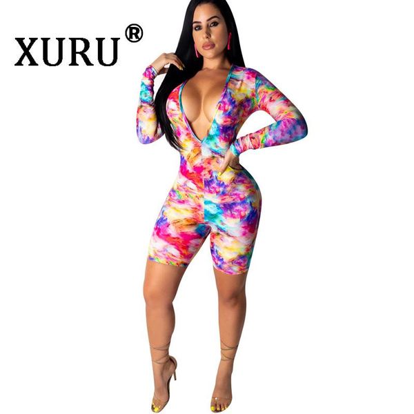 xuru summer new women's print jumpsuit casual v-neck long-sleeved tight-fitting shorts, Black;white
xuru summer new women's print jumpsuit casual v-neck long-sleeved tight-fitting shorts, Black;white