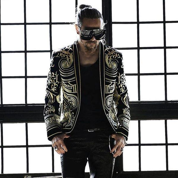 men's jackets m-3xl men blazer black embroidery coat jacket male dj singer slim stage costume plus size, Black;brown
men's jackets m-3xl men blazer black embroidery coat jacket male dj singer slim stage costume plus size, Black;brown