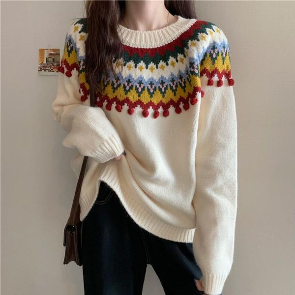2021 new women's oversized sweaters oneck retro vintage knit pull sweaters winter fashion christmas sweater chic tassle jumper, White;black
2021 new women's oversized sweaters oneck retro vintage knit pull sweaters winter fashion christmas sweater chic tassle jumper, White;black