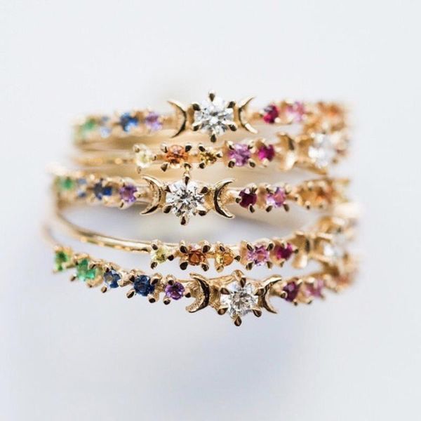 cluster rings gold color rainbow cz engagement band ring for women simple delicate thin small finger, Golden;silver
cluster rings gold color rainbow cz engagement band ring for women simple delicate thin small finger, Golden;silver