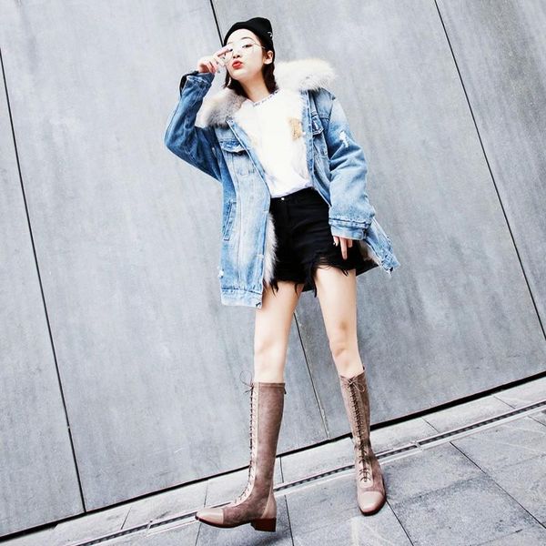 boots high street autumn winter patent leather patchwork nubuck womens stretch square toe lace up back zip female, Black
boots high street autumn winter patent leather patchwork nubuck womens stretch square toe lace up back zip female, Black