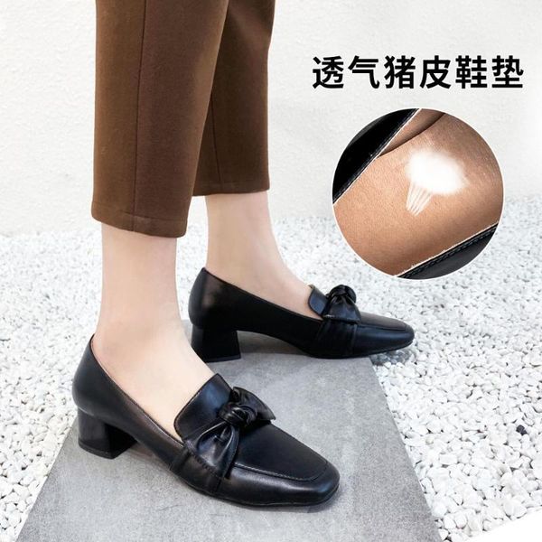 dress shoes 2021 genuine leather pad british women's single shallow mouth pedal lok fu thick heel, Black
dress shoes 2021 genuine leather pad british women's single shallow mouth pedal lok fu thick heel, Black
