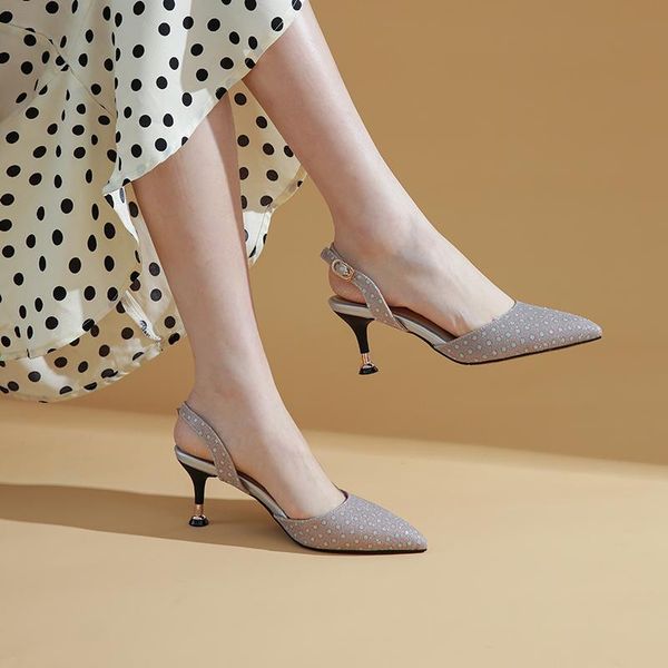 dress shoes a style of spring polka dot buckled sandals for high-heeled with 8.5cm pointed toes, Black
dress shoes a style of spring polka dot buckled sandals for high-heeled with 8.5cm pointed toes, Black