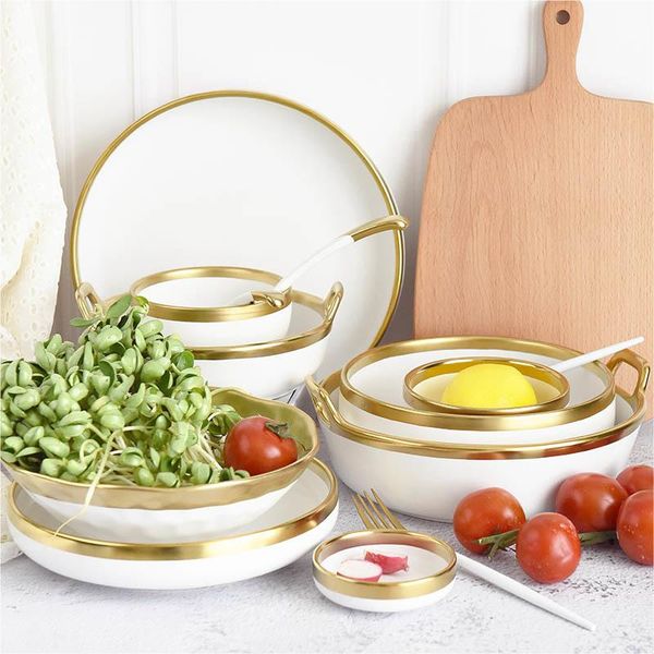 dishes & plates originality tableware rice bowl charge plate household luxury ceramic tray gold plated edge salad dish cultery steak
dishes & plates originality tableware rice bowl charge plate household luxury ceramic tray gold plated edge salad dish cultery steak