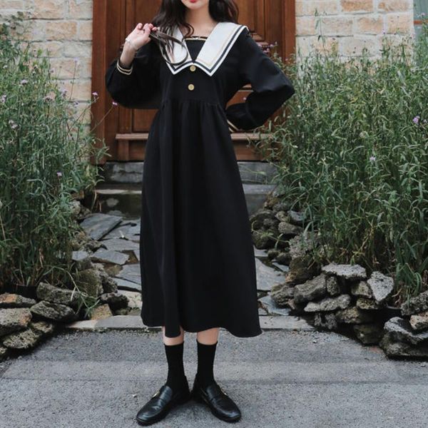 casual dresses houzhou elegant dress women navy sailor collar long sleeve midi japanese preppy style kawaii sweet vintage patchwork robe, Black;gray
casual dresses houzhou elegant dress women navy sailor collar long sleeve midi japanese preppy style kawaii sweet vintage patchwork robe, Black;gray