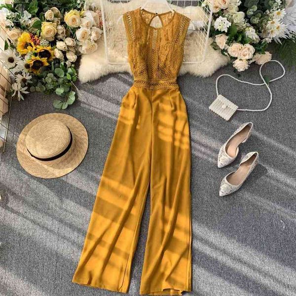 summer women's jumpsuit new ol women's hollow backless sleeveless lace fight receiving waist thin wide leg pants ll009 210326, Black;white
summer women's jumpsuit new ol women's hollow backless sleeveless lace fight receiving waist thin wide leg pants ll009 210326, Black;white