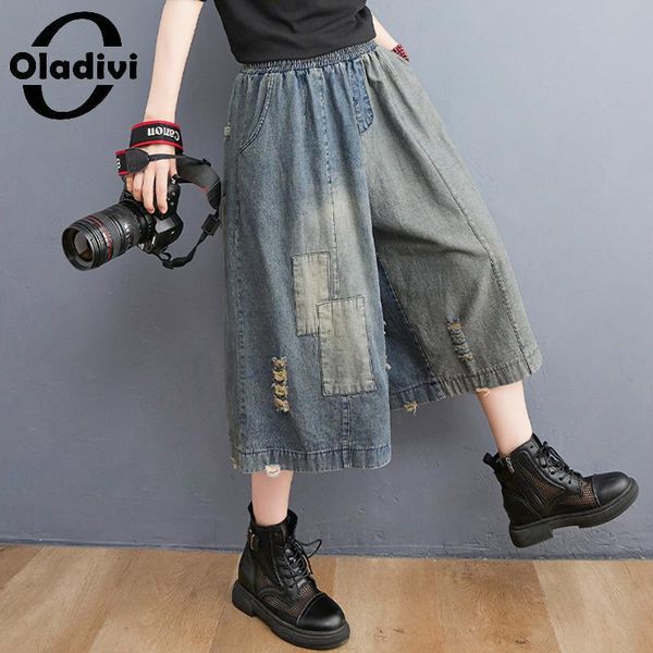 women's jeans oladivi oversized clothing casual loose wide leg fashion ladies big denim pants 3/4 length capris trousers 331, Blue
women's jeans oladivi oversized clothing casual loose wide leg fashion ladies big denim pants 3/4 length capris trousers 331, Blue