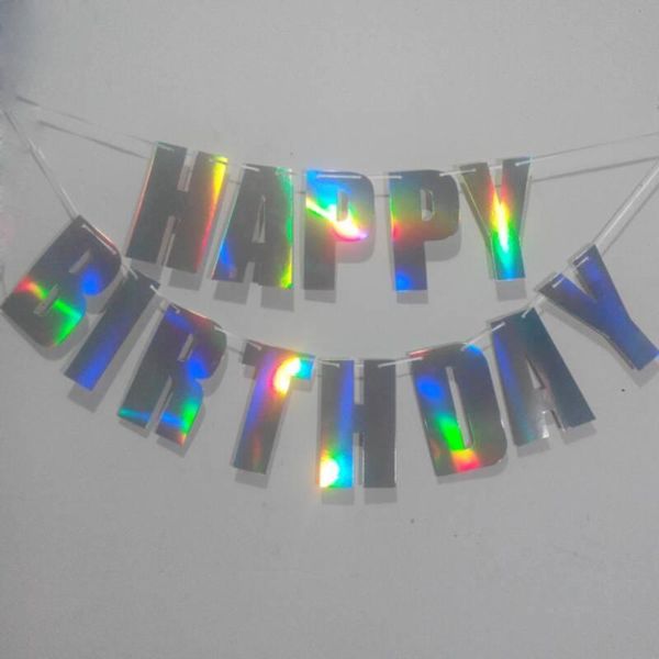 party decoration happy birthday banner for po props shiny laser silver rainbow 
party decoration happy birthday banner for po props shiny laser silver rainbow