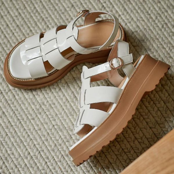 women's genuine leather narrow band braided thick sole platform flats sandals open toe summer casual daily shoes dress, Black
women's genuine leather narrow band braided thick sole platform flats sandals open toe summer casual daily shoes dress, Black