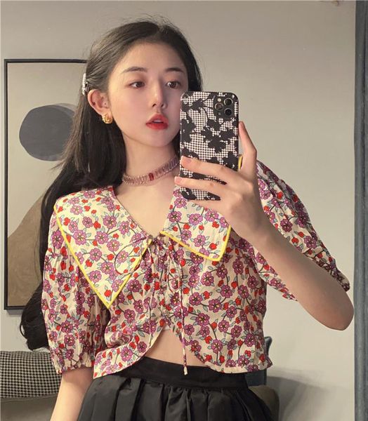 women's blouses & shirts 2021 summer doll collar puff sleeve embroidery flower shirt chic short retro blouse female, White
women's blouses & shirts 2021 summer doll collar puff sleeve embroidery flower shirt chic short retro blouse female, White