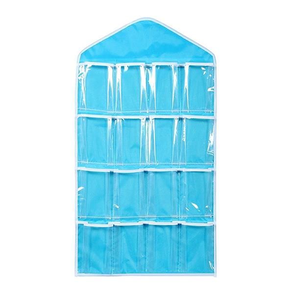 storage boxes & bins 16 pockets clear over door hanging bag shoe rack hanger underwear socks closet tidy organizer (blue) 
storage boxes & bins 16 pockets clear over door hanging bag shoe rack hanger underwear socks closet tidy organizer (blue)