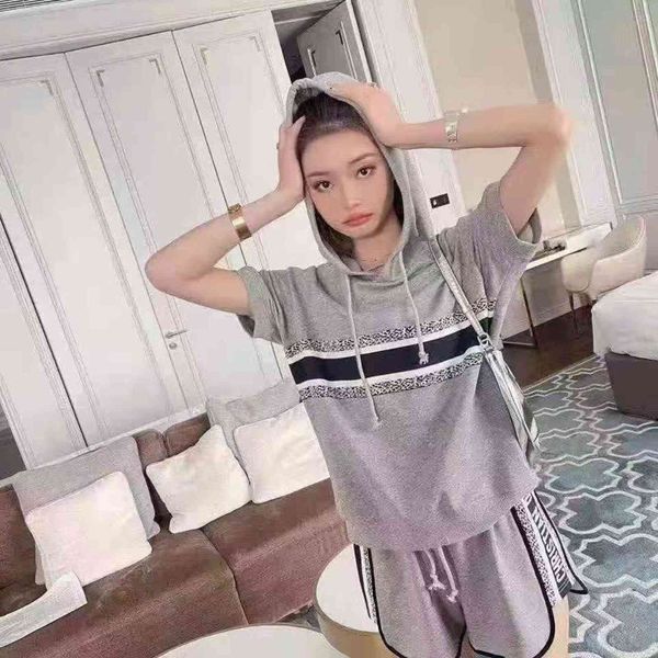design diao leisure sports suit hooded t-shirt shorts two piece set summer fashion, White
design diao leisure sports suit hooded t-shirt shorts two piece set summer fashion, White