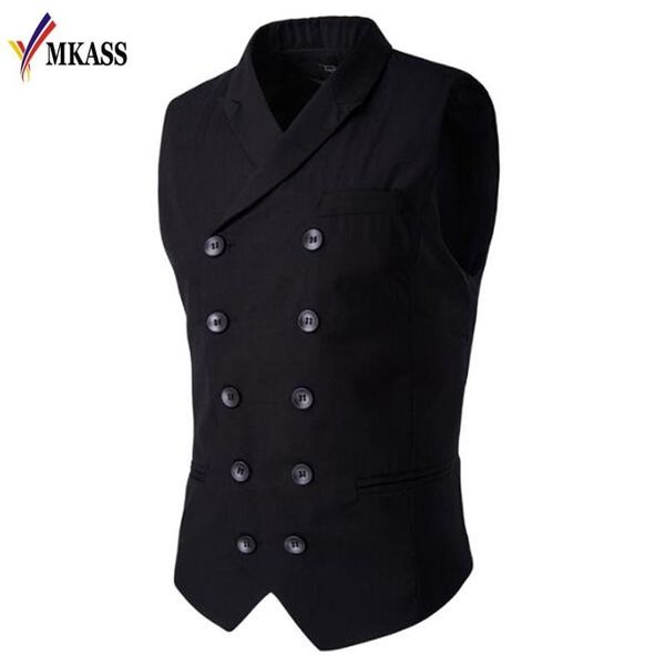 men's vests and slim masculino cotton double breasted sleeveless jacket waistcoat collar men suit, Black;white
men's vests and slim masculino cotton double breasted sleeveless jacket waistcoat collar men suit, Black;white