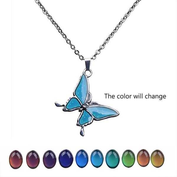 pendant necklaces fashion necklace women butterfly temperature control color change stainless steel chain jewelry, Silver
pendant necklaces fashion necklace women butterfly temperature control color change stainless steel chain jewelry, Silver