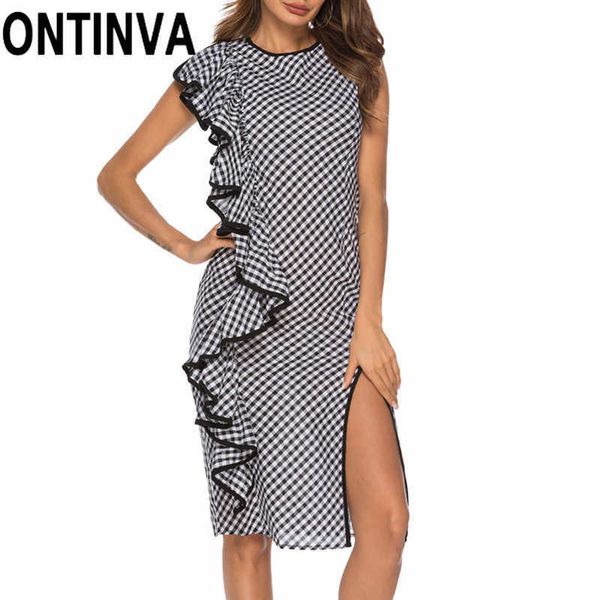 women sleeveless plaid dress black retro gingham high split ruffled vintage checkered tunics robes femme fitted sundress 210527, Black;gray
women sleeveless plaid dress black retro gingham high split ruffled vintage checkered tunics robes femme fitted sundress 210527, Black;gray