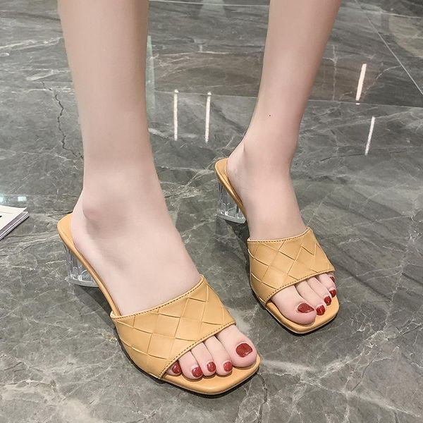 slippers fashion high heel sandals women's summer 2021 korean style rhombus outer wear transparent crystal mid a865, Black
slippers fashion high heel sandals women's summer 2021 korean style rhombus outer wear transparent crystal mid a865, Black