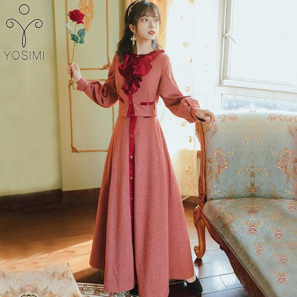 two piece dress yosimi 2021 winter vintage 2 set full sleeve wool coat and woolen sleeveless ankle-length women outfits, White
two piece dress yosimi 2021 winter vintage 2 set full sleeve wool coat and woolen sleeveless ankle-length women outfits, White