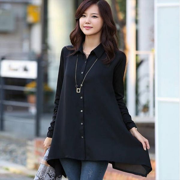 black spring and atumn long women shirt version plus size 5xl lady blouses femme haut, White
black spring and atumn long women shirt version plus size 5xl lady blouses femme haut, White