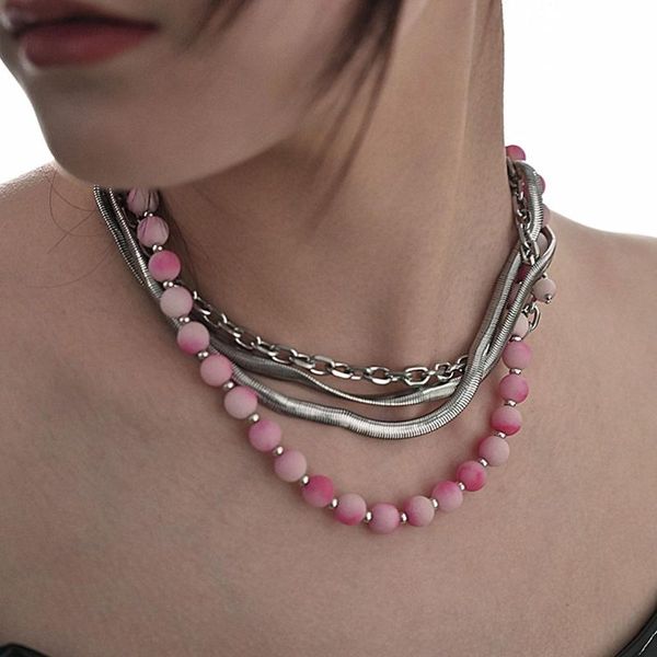 chains metal chain multi-layered necklace for women fashion cool punk gradient peach pink natural stone snake bone bead necklaces, Silver
chains metal chain multi-layered necklace for women fashion cool punk gradient peach pink natural stone snake bone bead necklaces, Silver