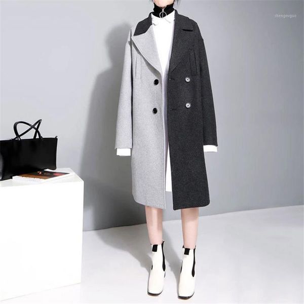 spring 2021 lapel long sleeve solid color black gray split joint loose big size jacket women fashion women's wool & blends
spring 2021 lapel long sleeve solid color black gray split joint loose big size jacket women fashion women's wool & blends