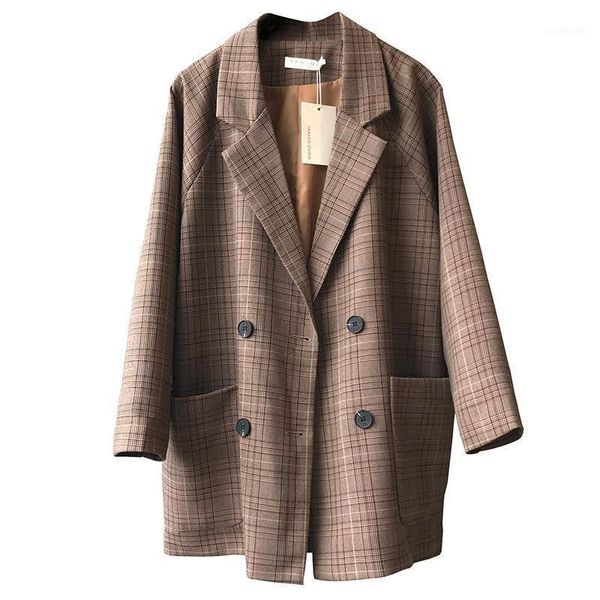 women's suits & blazers vintage winter women plaid blazer notched collar double breasted loose female suit jacket casual long sleeve co, White;black
women's suits & blazers vintage winter women plaid blazer notched collar double breasted loose female suit jacket casual long sleeve co, White;black