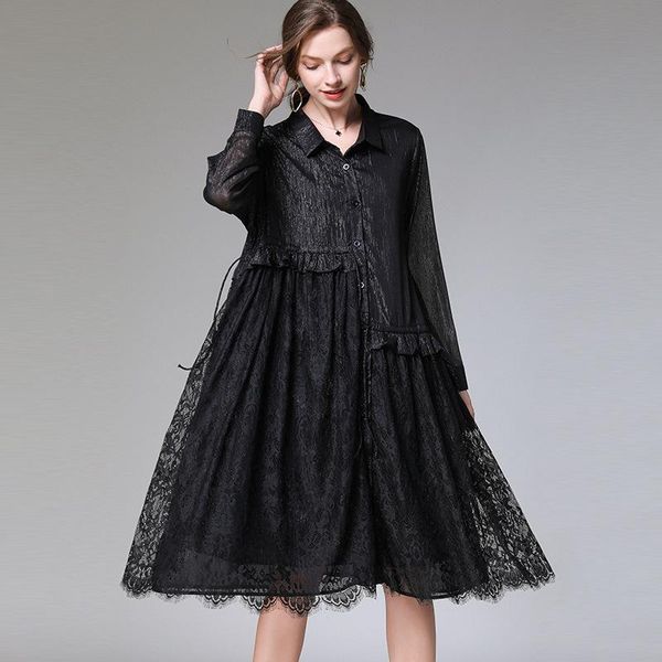 casual dresses europe and the united states large size women's 2021 autumn elegant dress temperament show thin mosaic chiffon lace, Black;gray
casual dresses europe and the united states large size women's 2021 autumn elegant dress temperament show thin mosaic chiffon lace, Black;gray