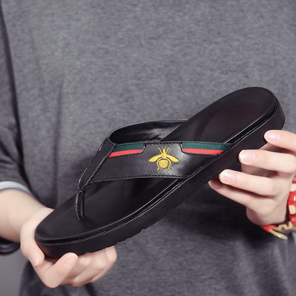 cowhide men's flip flop slippers little bee slippers soft soled outdoor fashion south korean personalized in summer yq79, Black
cowhide men's flip flop slippers little bee slippers soft soled outdoor fashion south korean personalized in summer yq79, Black