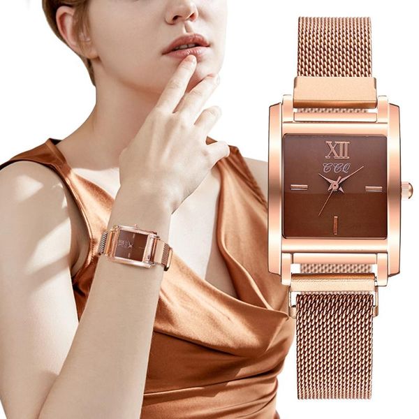 wristwatches womens watch ccq female magnetic buckle mesh quartz alloy case casual simple square watches women fashion 2021, Slivery;brown
wristwatches womens watch ccq female magnetic buckle mesh quartz alloy case casual simple square watches women fashion 2021, Slivery;brown