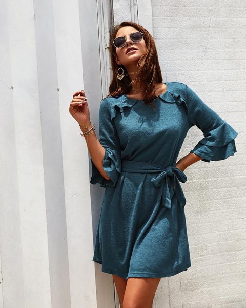casual dresses autumn winter women dress half sleeve ruffles design sashes high waist loose a-line cotton vestidos, Black;gray
casual dresses autumn winter women dress half sleeve ruffles design sashes high waist loose a-line cotton vestidos, Black;gray