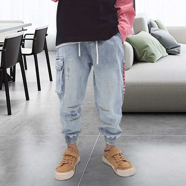 2021 new kids elastic waist jeans boys pants side pockets denim broken hole trousers 4 5 6 7 8 9 10 11 12 13 years boys clothing, White
2021 new kids elastic waist jeans boys pants side pockets denim broken hole trousers 4 5 6 7 8 9 10 11 12 13 years boys clothing, White