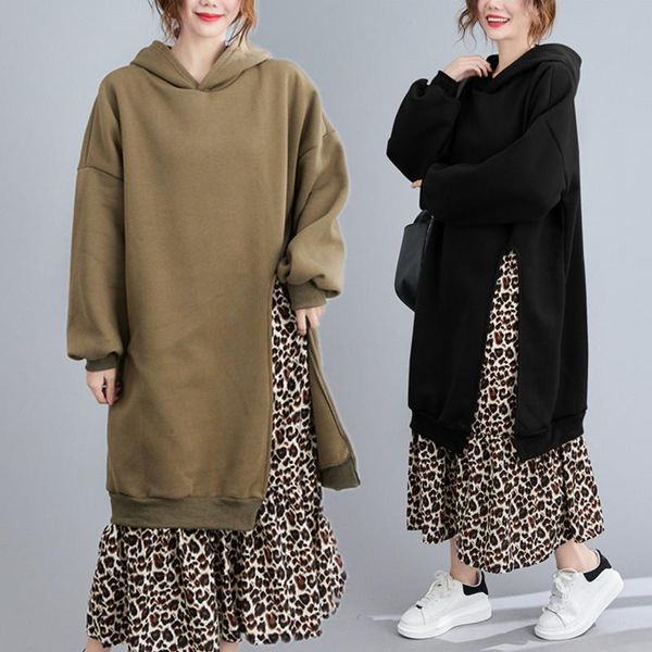 casual dresses big size women autumn winter fashion elegant leopard spliced ladies female plus large long fleece warm sweatshirt, Black;gray
casual dresses big size women autumn winter fashion elegant leopard spliced ladies female plus large long fleece warm sweatshirt, Black;gray