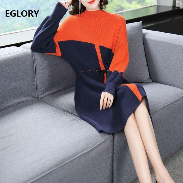 korean fashion sweater dress 2021 autumn winter knitwear ladies color block knititng drawstring waist long sleeve casual dresses, Black;gray
korean fashion sweater dress 2021 autumn winter knitwear ladies color block knititng drawstring waist long sleeve casual dresses, Black;gray